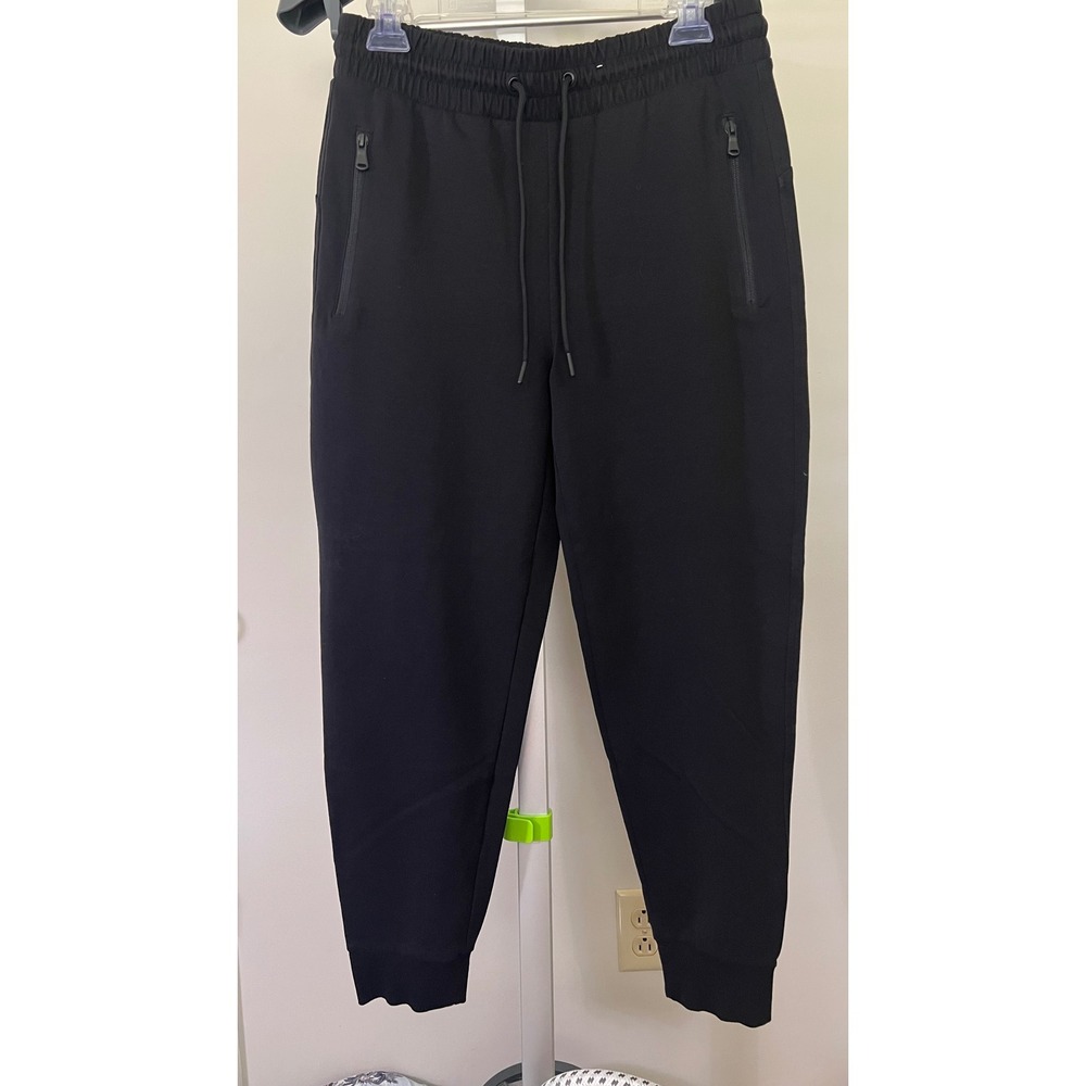 Old Navy Fleece High-waisted Joggers Black Zip Pockets M mid weight fabric NWOT